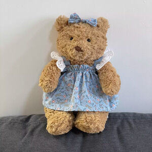 Bartholomew bear cute custom clothes outfits - blue floral dress - FX20 (Medium)